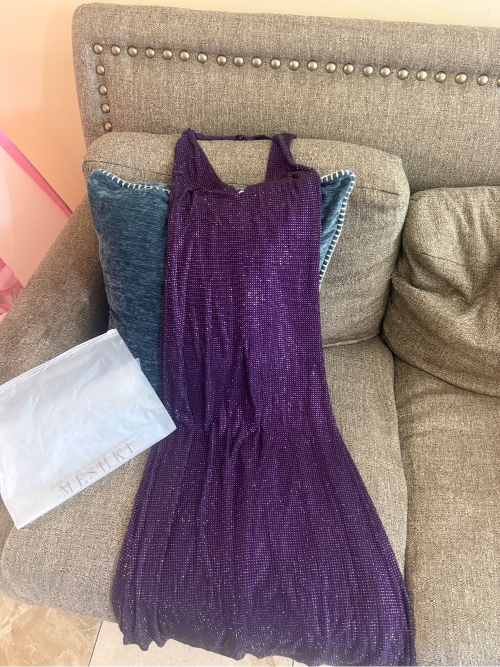 Meshki Purple Sparkle Midi Dress